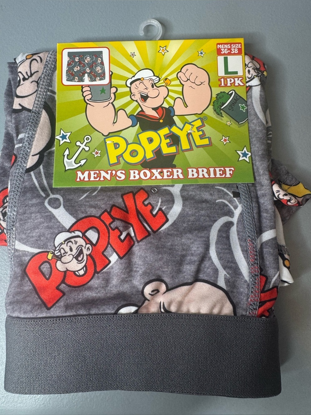 Popeye Men's Boxer Briefs flexing spinach novelty print sailor nostalgia pipe